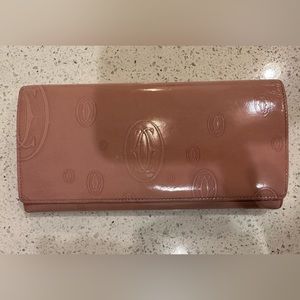 Cartier Happy Birthday Folded In Two Long Wallet Pink Patent Leather